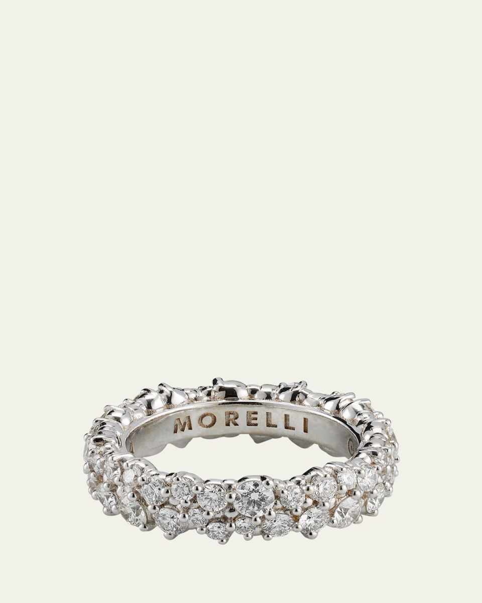 6mm Confetti Diamond Band Ring in 18K White Gold, Size 6.5